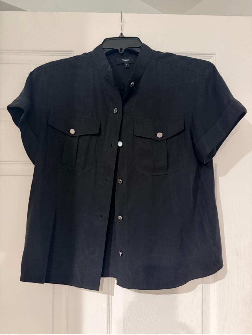 Theory Black Short Sleeve Utility Shirt